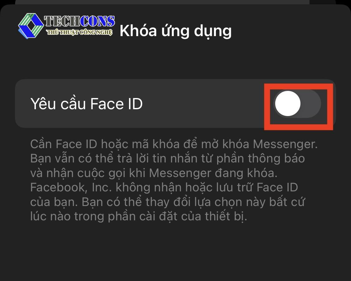 Cách Đặt Mật Khẩu Face ID Khóa Ứng Dụng Cho Messenger